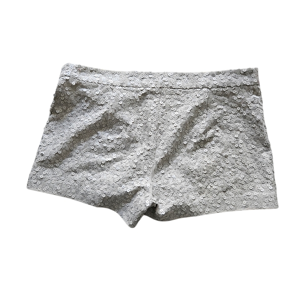 Express Cream Beige Sequin Sequined Mini Shorts Size 0 - Picture 2 of 4